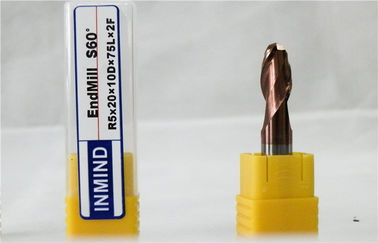 2 Flute CNC bóng Mũi End Mill Với Solid Carbide Rod Đối với thép / thép không gỉ