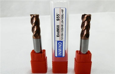 Giảm Shank chuẩn Radius Phay Cutter End Mill, hiệu suất cao, HRC55