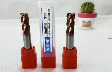 Giảm Shank chuẩn Radius Phay Cutter End Mill, hiệu suất cao, HRC55
